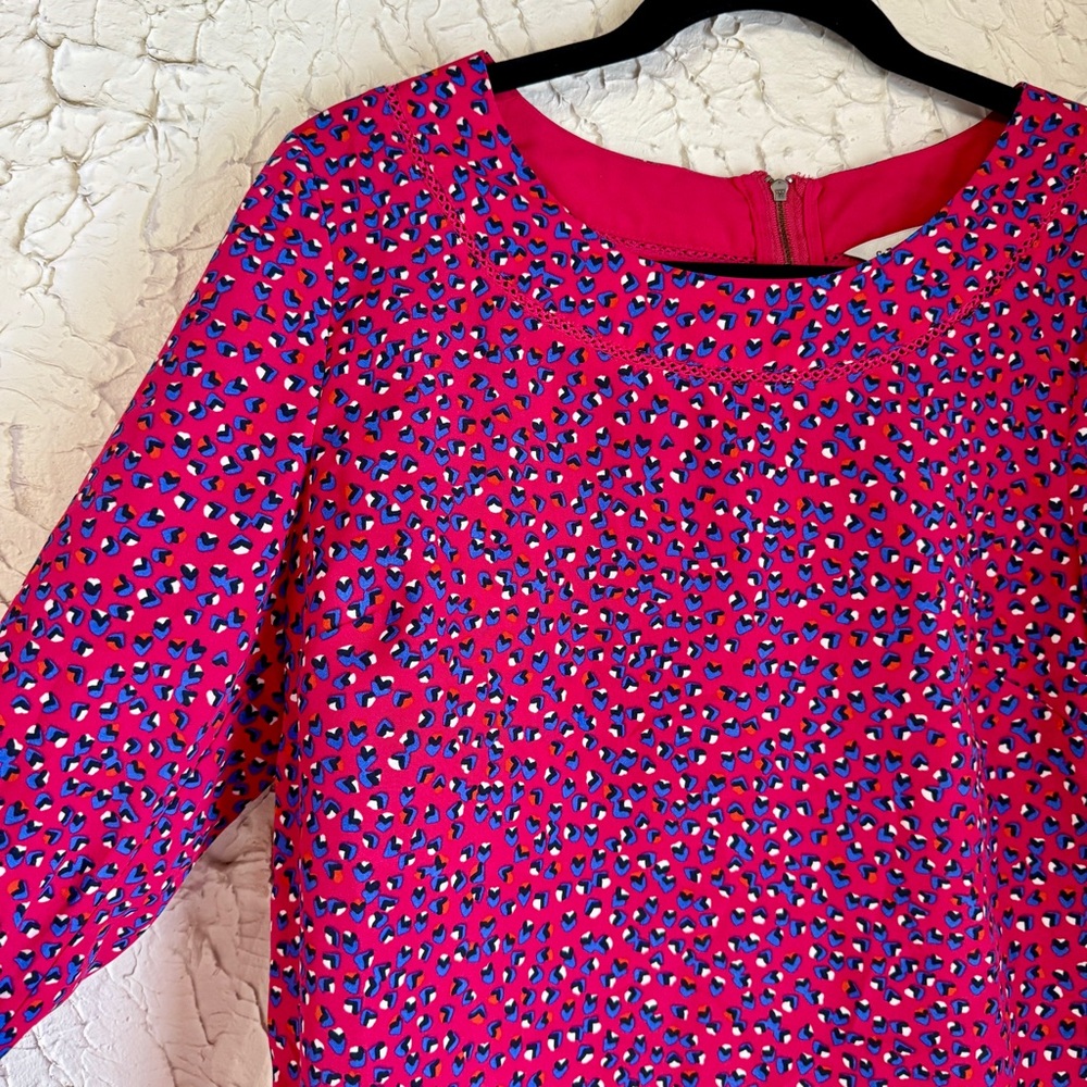 Vibrant Pink and Blue Patterned Women's Blouse - Picture 2 of 9